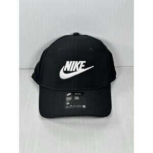 Size M/L Nike Adult Fitted Swoosh Flex Rise Cap Hat Black White FB5377-010 NWT